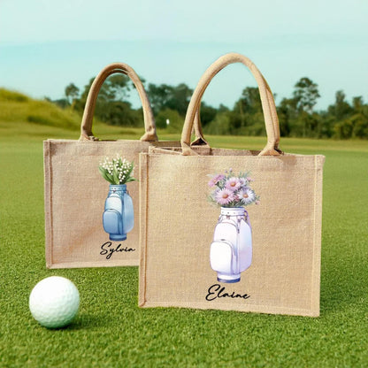 Custom Name Birth Flower Golf Bag Tote
