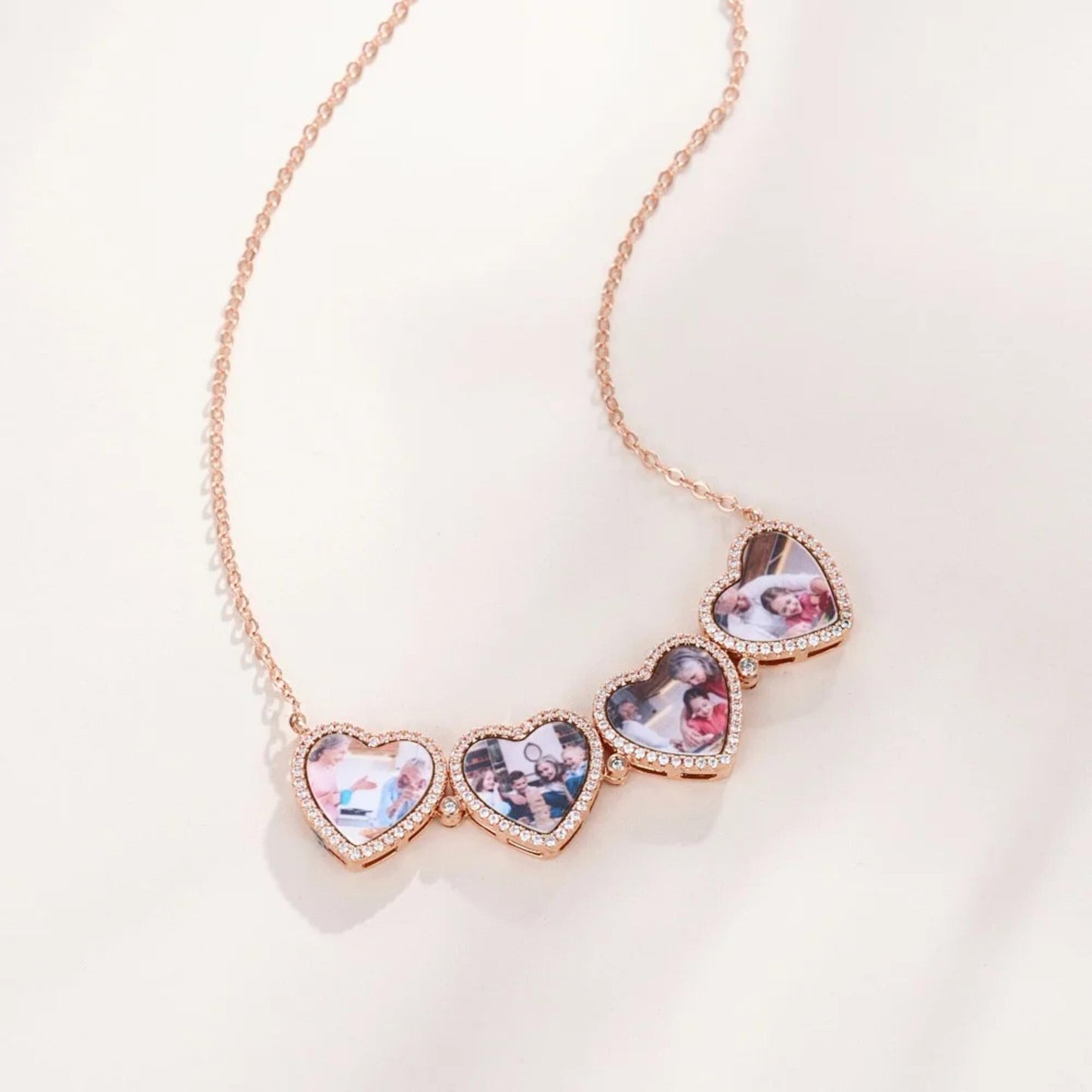 4 Heart Photos Clover Pendant Necklace