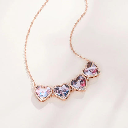 4 Heart Photos Clover Pendant Necklace