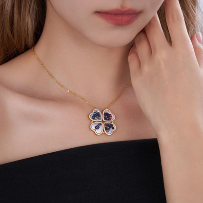 4 Heart Photos Clover Pendant Necklace
