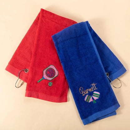 Personalized Embroidered Pickleball Sweat Towel with Hanging Clip