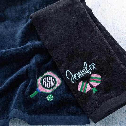 Personalized Embroidered Pickleball Sweat Towel with Hanging Clip