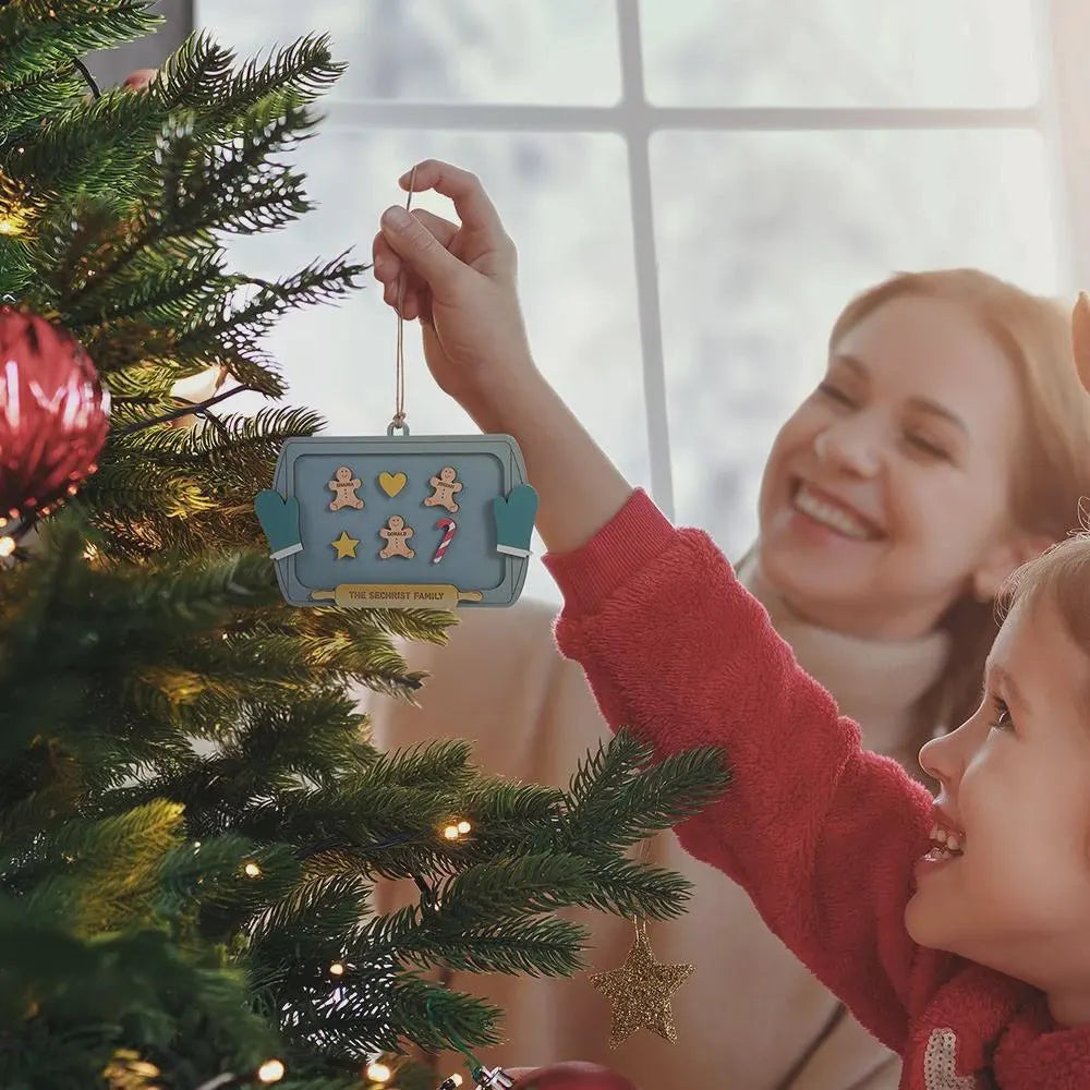 Custom Names Gingerbread Family Christmas Tree Decoration
