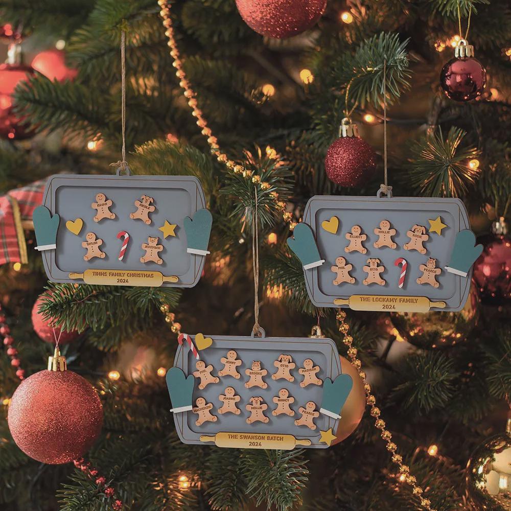 Custom Names Gingerbread Family Christmas Tree Decoration