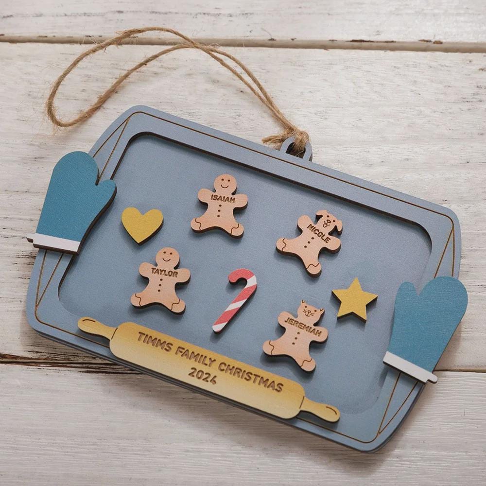 Custom Names Gingerbread Family Christmas Tree Decoration