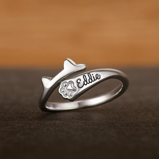 Personalized Name Cat Ears Adjustable Ring