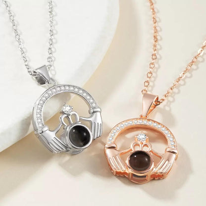 Personalized Claddagh Photo Projection Necklace