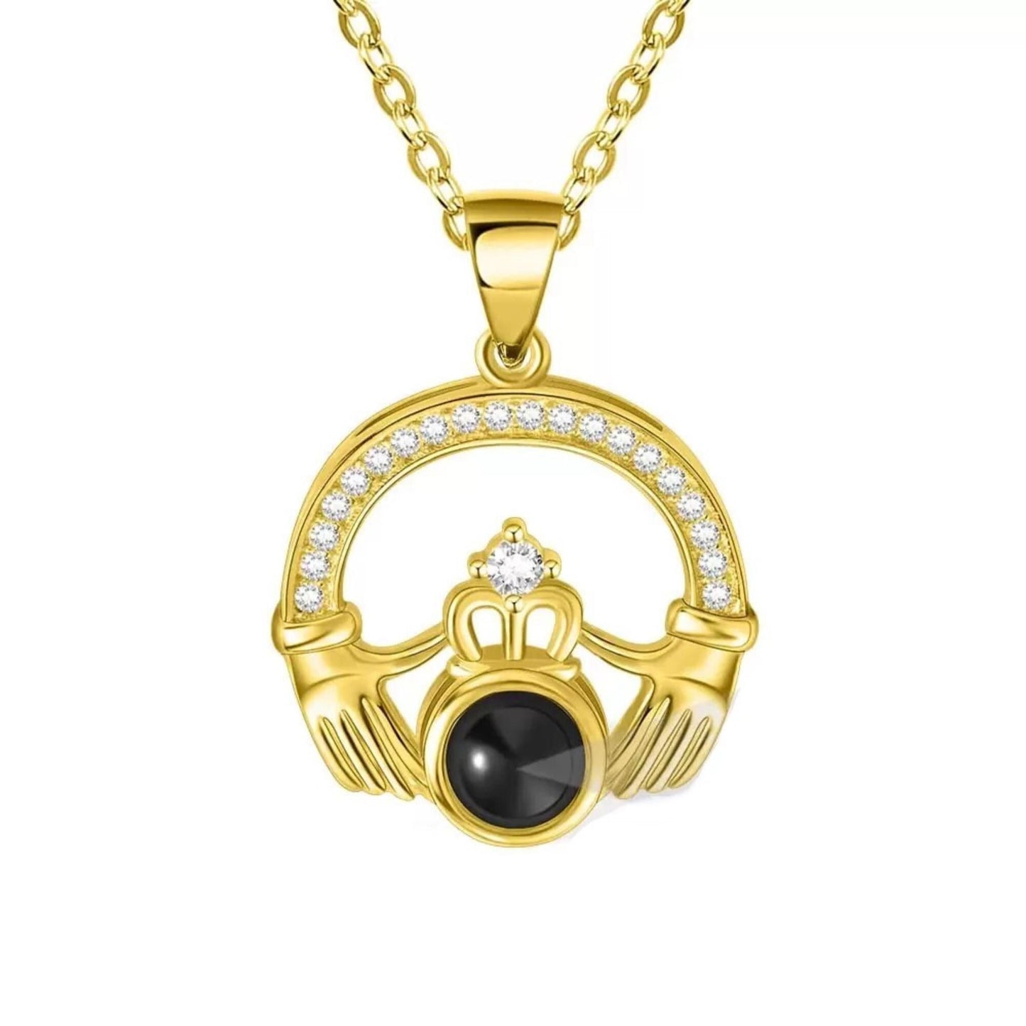 Personalized Claddagh Photo Projection Necklace
