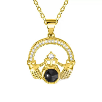 Personalized Claddagh Photo Projection Necklace