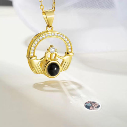 Personalized Claddagh Photo Projection Necklace