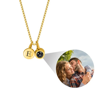Personalized Photo Projection Necklace with Initial Charm