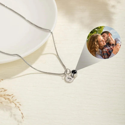Personalized Photo Projection Necklace with Initial Charm