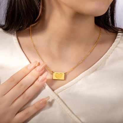 Secret Message Heart Envelope Locket Necklace
