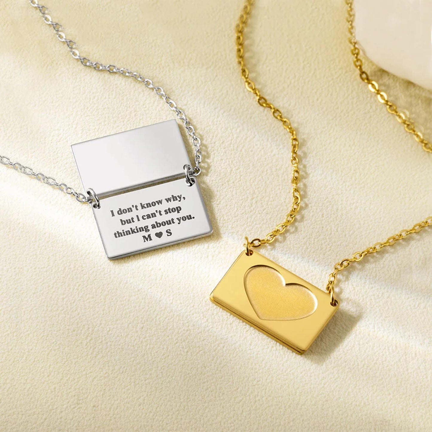 Secret Message Heart Envelope Locket Necklace
