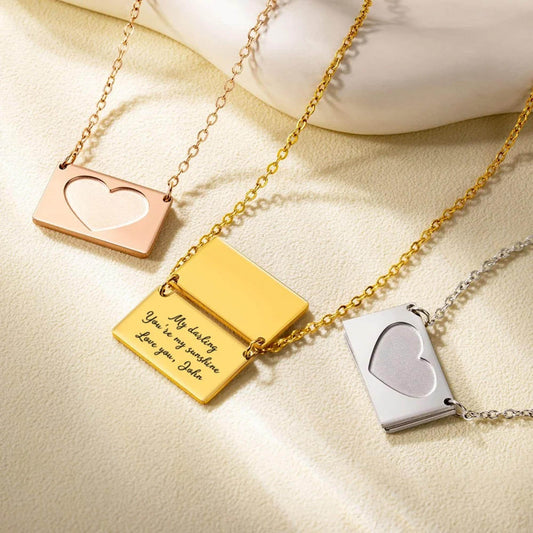 Secret Message Heart Envelope Locket Necklace