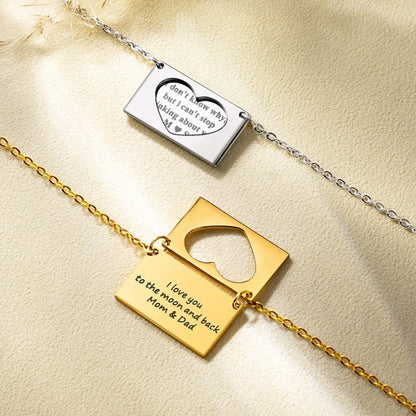 Secret Message Heart Envelope Locket Necklace
