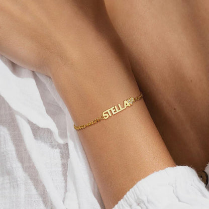 Custom Chunky Name Bracelet with Heart or Star