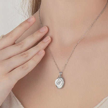 Oval Locket Pendant with Birth Flower Charm Necklace