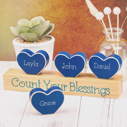 Custom Family Names Heart Ornament Set