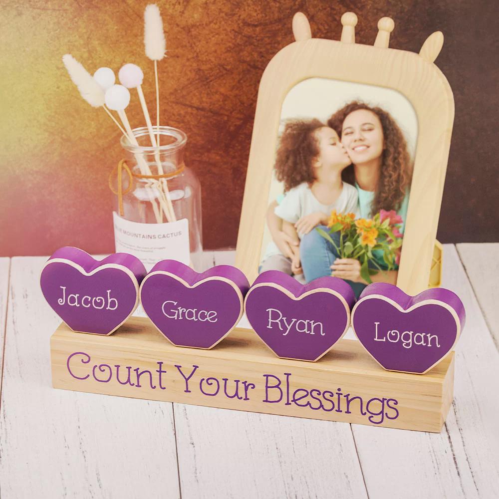 Custom Family Names Heart Ornament Set