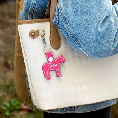 Personalized Embroidered Horse Silhouette Keychain