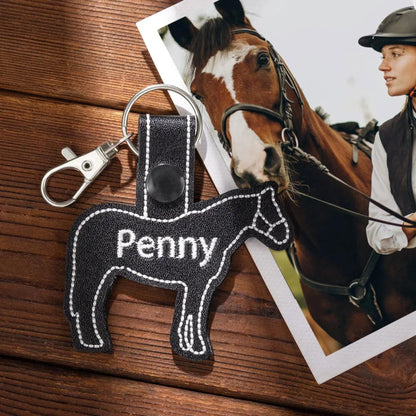 Personalized Embroidered Horse Silhouette Keychain