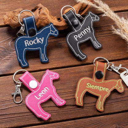 Personalized Embroidered Horse Silhouette Keychain