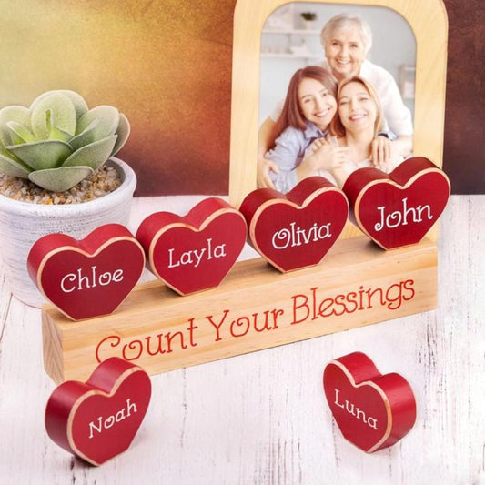 Custom Family Names Heart Ornament Set