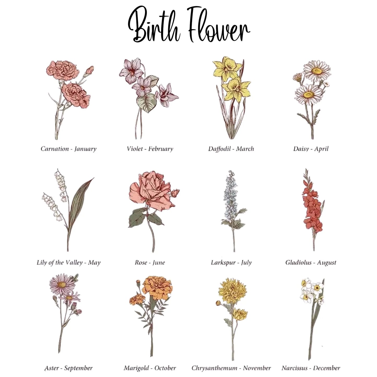 Custom Birth Flower Sketchbook with Flower Buckle