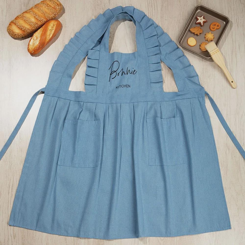 Custom Name Ruffled Apron with Pockets