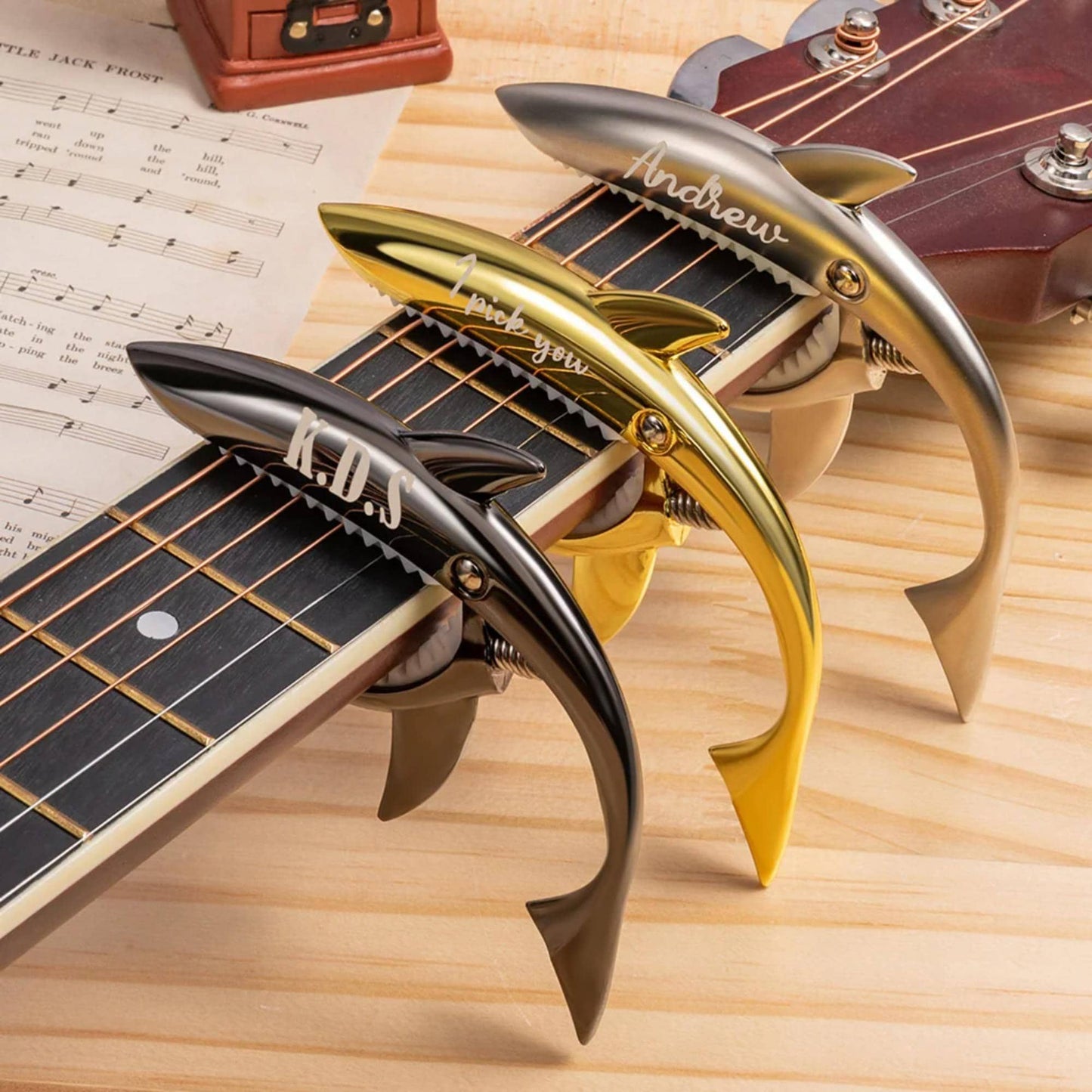 Personalized Metal Shark Guitar Capo