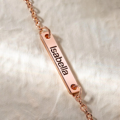 Custom Name Sideways Bar Tiny Cross Pendant Necklace