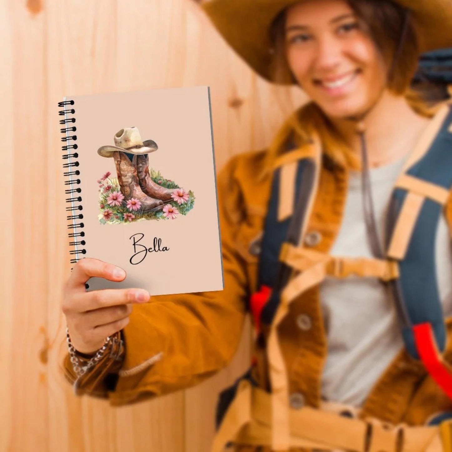 Birth Flower Cowgirl Boots Spiral Notebook