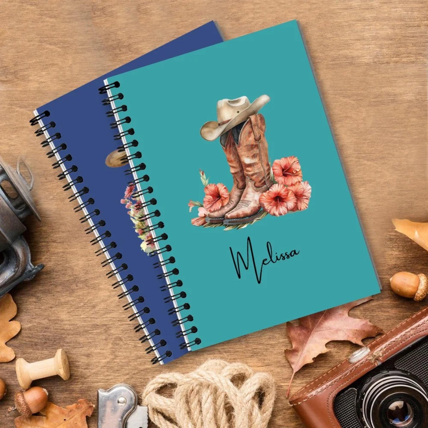 Birth Flower Cowgirl Boots Spiral Notebook