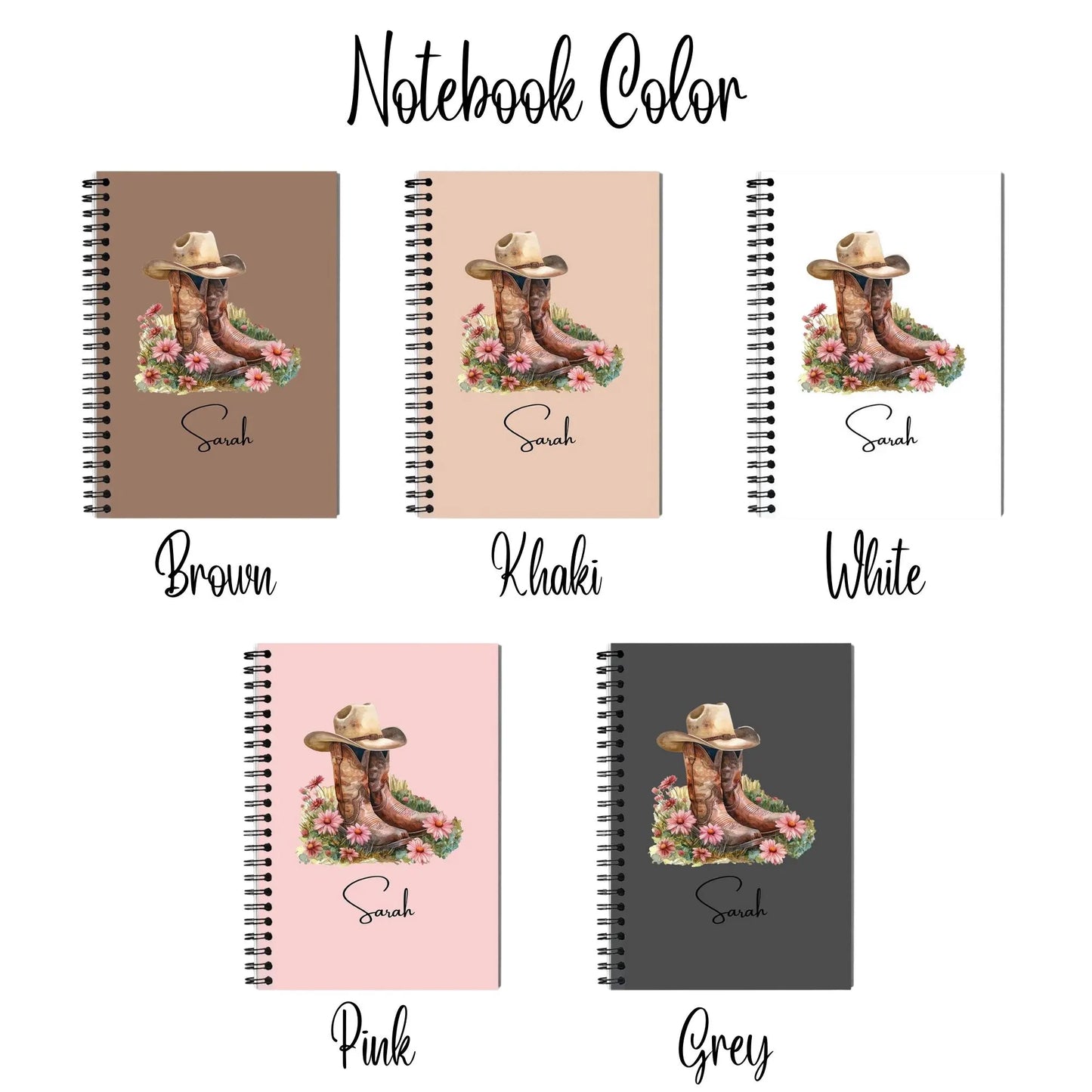 Birth Flower Cowgirl Boots Spiral Notebook