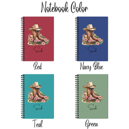 Birth Flower Cowgirl Boots Spiral Notebook