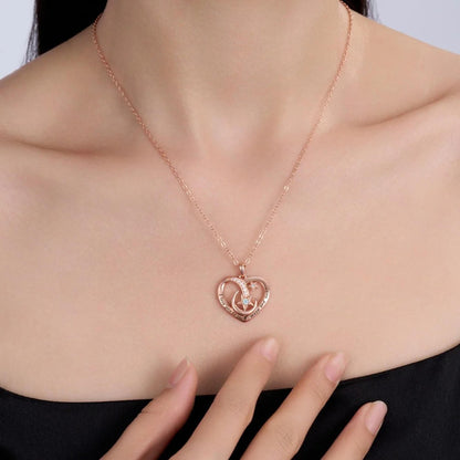 Personalized Engraved Moon & Star Heart Necklace