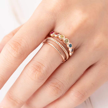Multistone Rainbow Ring with Inner Engraving