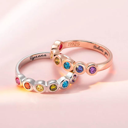 Multistone Rainbow Ring with Inner Engraving