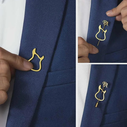 Custom Guitar Lapel Pin with Initials