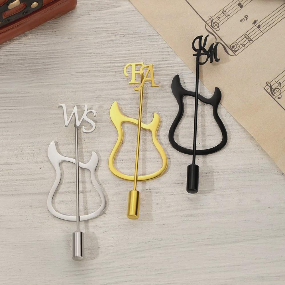 Custom Guitar Lapel Pin with Initials