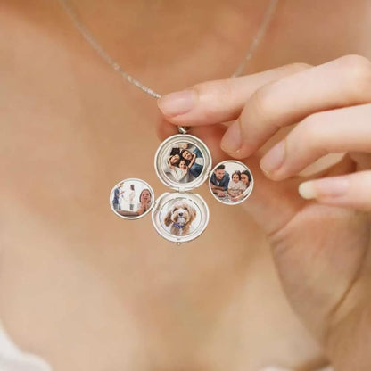Custom Initial Four Photos Locket Necklace