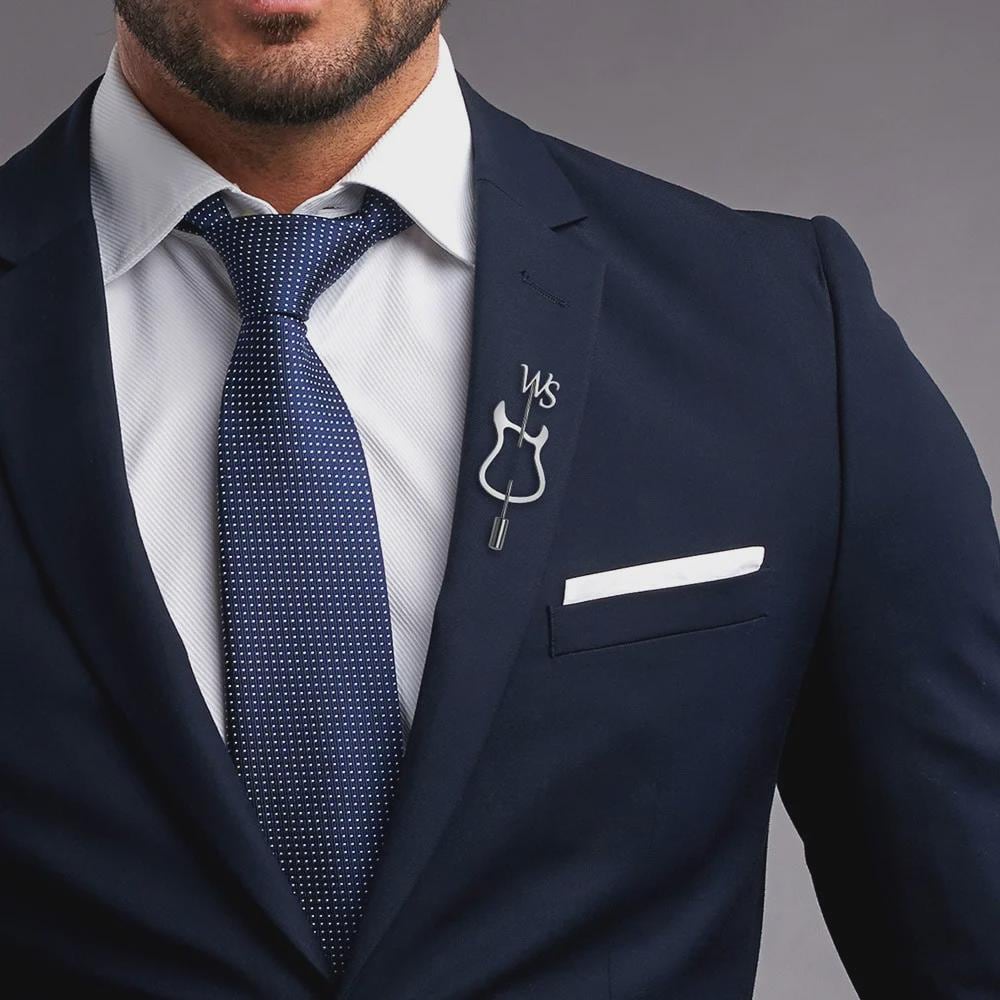 Custom Guitar Lapel Pin with Initials