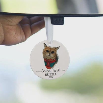 Custom Round Pet Portrait Christmas Tree Ornament