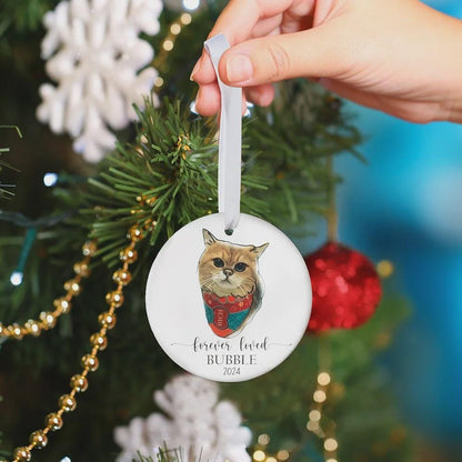 Custom Round Pet Portrait Christmas Tree Ornament