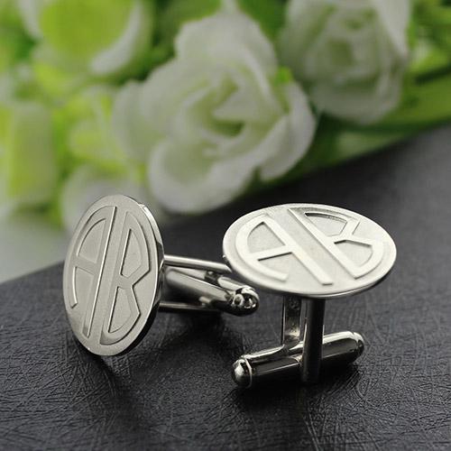 Custom Initial Disc Block Monogrammed Cufflinks for Men