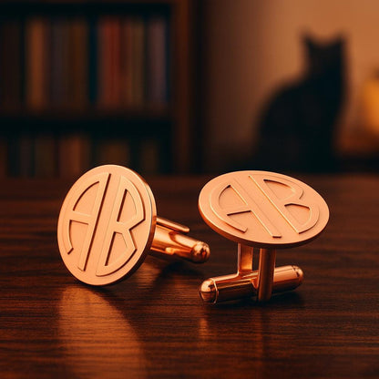 Custom Initial Disc Block Monogrammed Cufflinks for Men