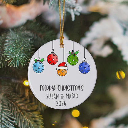Custom Names Pickleball Christmas Tree Ornament