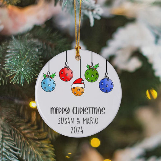 Custom Names Pickleball Christmas Tree Ornament