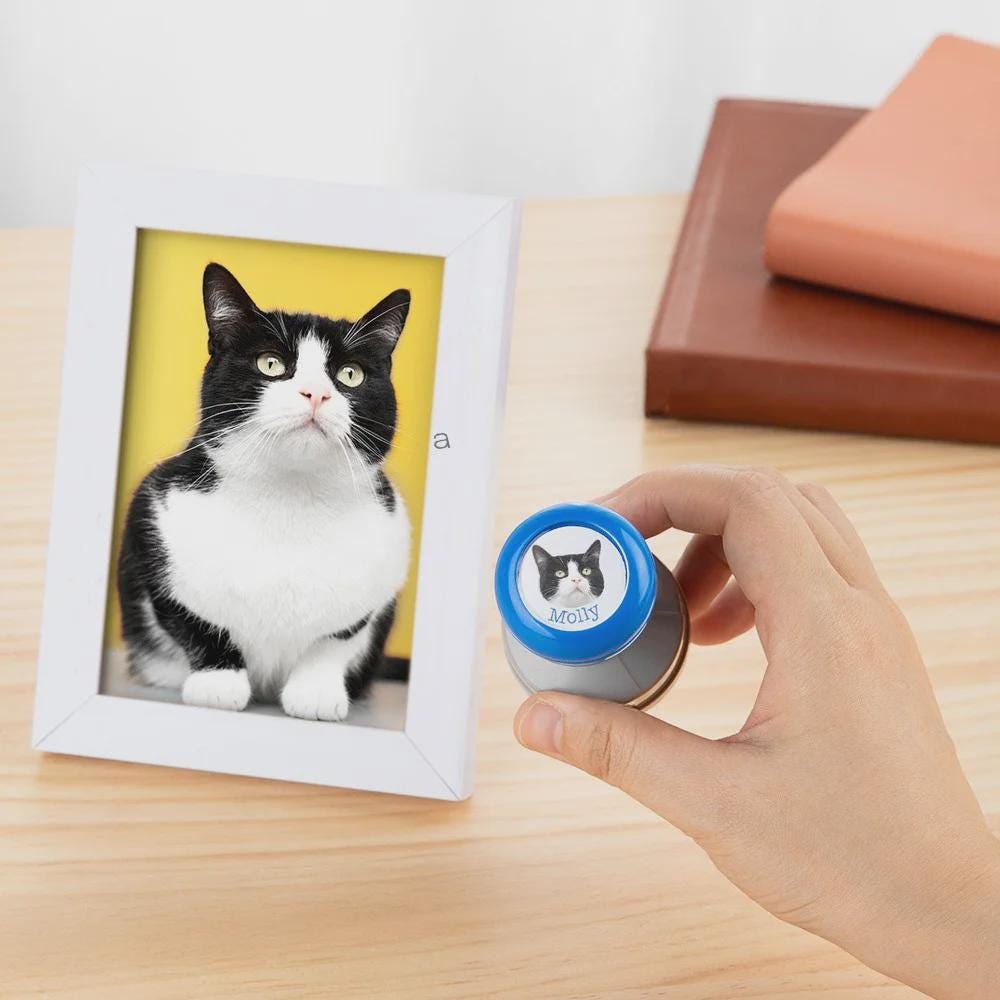 Custom Pet Portrait Self-Inking Stamp with Name